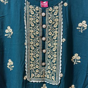 Blue Embroidery Kurthi