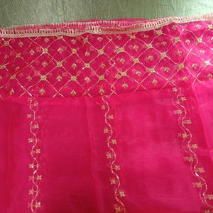 Beautiful Pink Organza Fabric Dupatta 💖💖💖