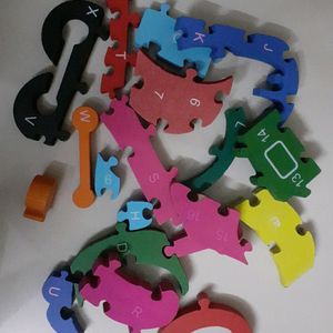 Wooden Train Puzzle Alphabets Numbers