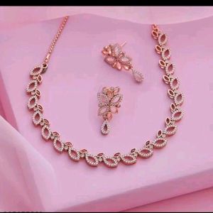 Rose gold Nackles Set With Earings