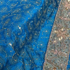 Blue Unstitched Blouse Lehenga Choli New