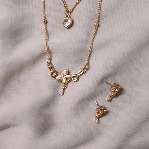 Stylish Double Chain With Earrings