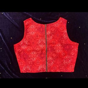 Red Silk Crop Top