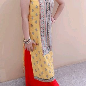 Yellow Cut Sleeves Kurti