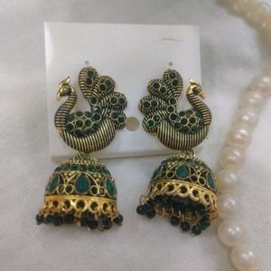 BEAUTIFUL GREEN POLKI JHUMKIS