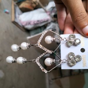 Party Wear White Earring