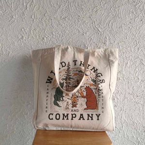 Beige Spacious Retro Tote