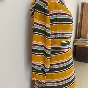 NUON Yellow Striped Wrap Dress