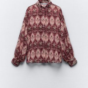 Zara Printed Shirt With Metallic Thread