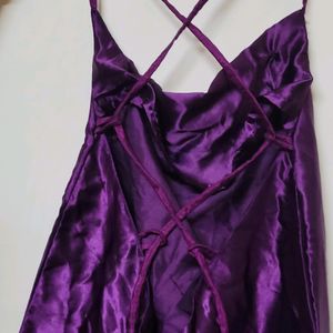 Price Drop!! Tie Back Satin Purple Slip Dress