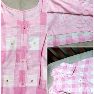 Pure Cotton Pink Suit Without Dupatta