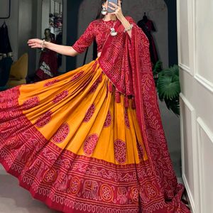 Bandhej Print Lehenga Choli For Girls