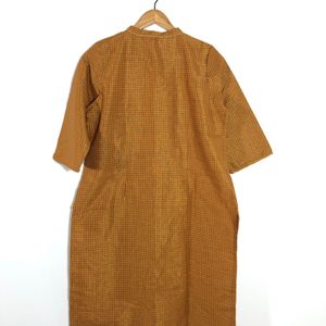 Dark Gold Checked Kurta(Women’s)