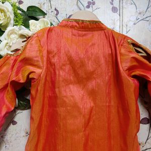 Solid Plain Orange Kurta 🤩