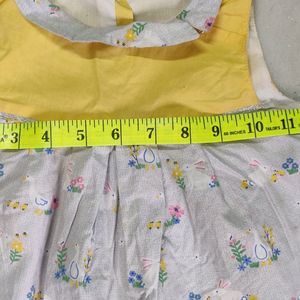 Soft Cotton Yellow And Grey Frock