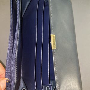 Leather Blue Clutch Wallet