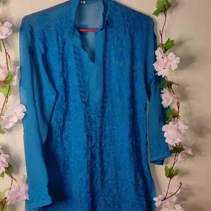 Beautiful Blue chikankeri Kurti