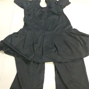 Black Swimsuit With Sleeves N Shorts