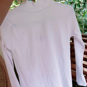 Women's White High Neck Top