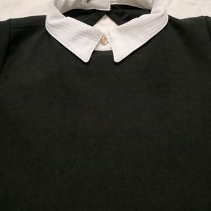 Genz Collar Top Three-fourth Sleeve