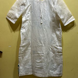 White And Blue Kurta & Pant With Dupatta Size L