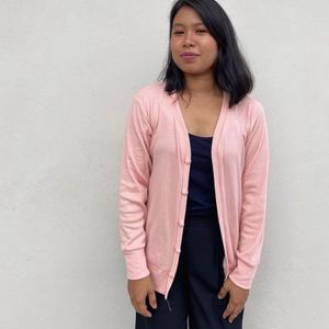 Peach Solid Cardigan