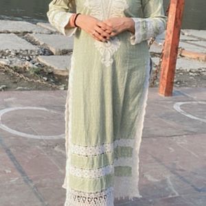 Pakistani Lace Cotton Long Kurti