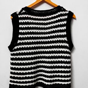 Black & White Crochet Vest