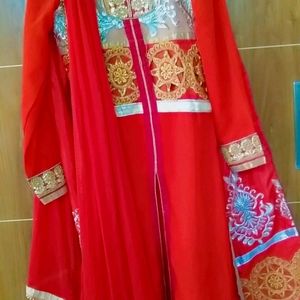 Long Red Pakistani Suit