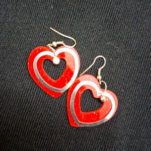 Heart Shaped Red Sparkling Earrings❤️