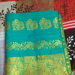 Silk Saree With Golden Zair Border