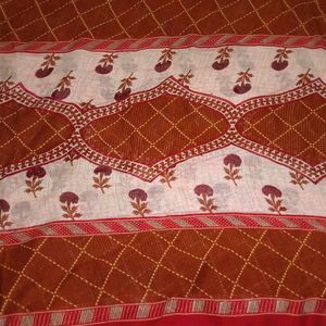 Brown With Red ♥️🍒 Border Duppata