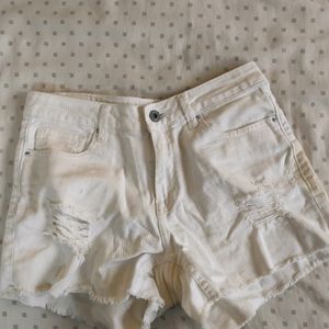 White Denim Short