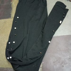 Black Beaded Leggings For Girls