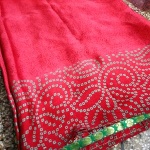 Red Chiffon Saree