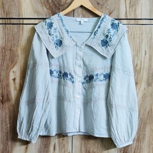 Light Grey Embroidery Work Top Si,e-38-40