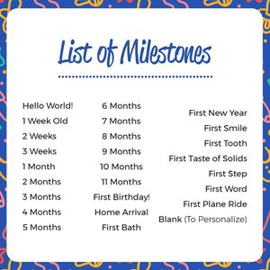 Baby Monthly Milestone Card, Record 0-12 Months.