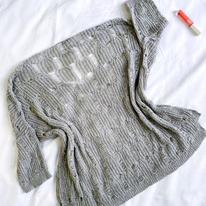 Vintage Grey Knitted Oversized Pullover Top