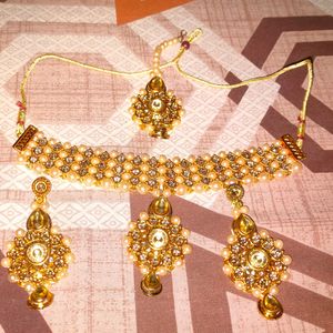 Stylish Gold Plated Kundan Necklace set for women