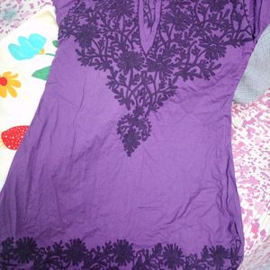 Purple Chikenkari Kurta