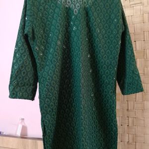 Chikenkari Kurti With Lagging