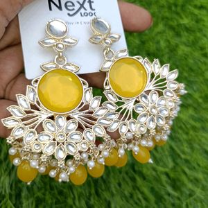 Kundan Earring Yellow