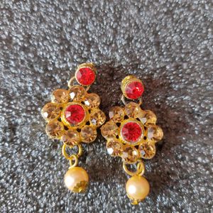 Red And Golden Festive Earrings