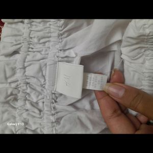 H&M White Flared Cotton Dress