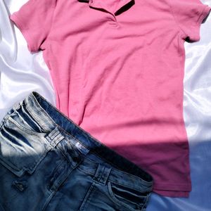 Pink Polo T Shirt For Women