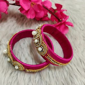 Pink Handcrafted Bangle (Women) | 2.6 Inches|