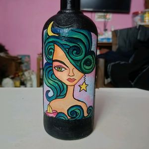 Handpainted Abstract Bottle Art/ Vase