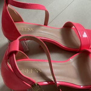 Neon Pink Heeled Sandals