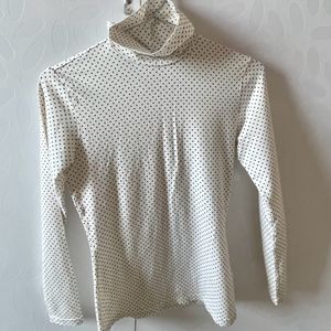 Turtle Neck White Top For Women