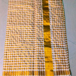 Cotton Blendon Gold Zaree Kerala Traditional Saree